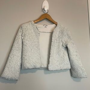 Art Class Matted Shaggy Cream Open Front Jacket Cardigan Sz M (7/8)